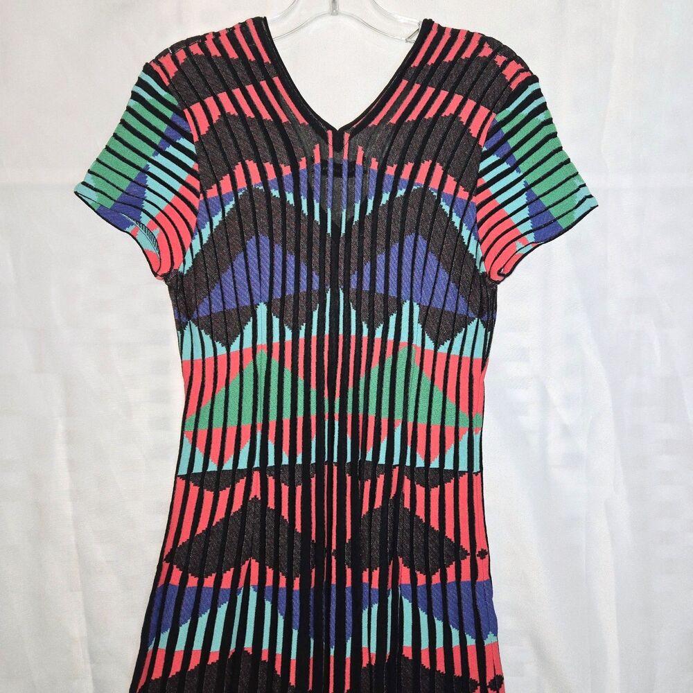 ALDO MARTINS Dress Atria Knit Black/Red/Blue/Green Midi Women Size Small NEW NWT - Picture 9 of 10